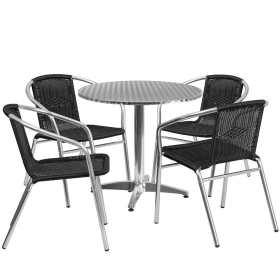 Buy Lila 315 Round Aluminum Indoor Outdoor Table Set With 4 Black